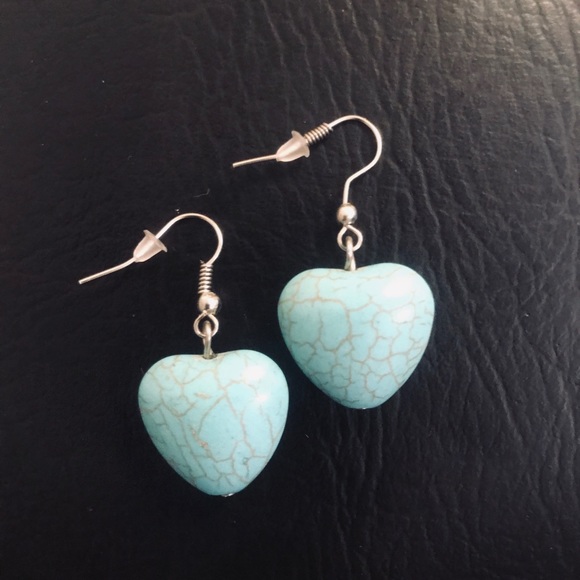 Jewelry - 💗 Turquoise Heart Silver Earrings NEW